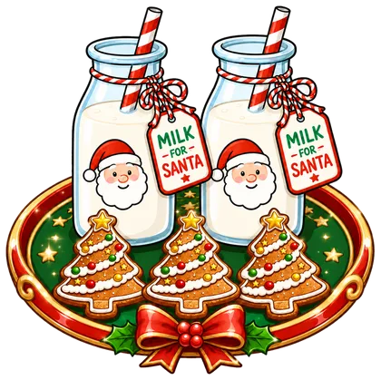 Cookie platter with two bottles of milk for Santa