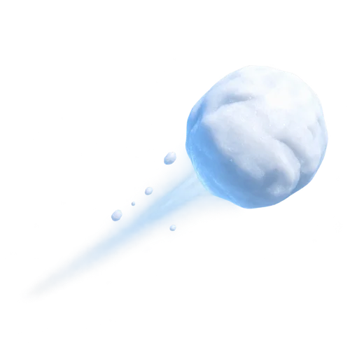 A snowball flying through the air